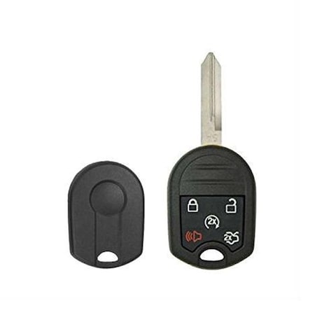 Keyless Factory Replacement 5-Button Remote Head Key Shell with Remote Start for Ford 2011-2017, Standard Blade, H75 Keyway RHS-FD-060